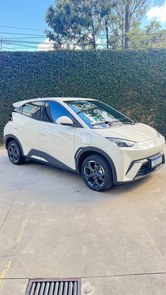 BYD Dolphin Mini da frota EcoVoltz em vista frontal e lateral